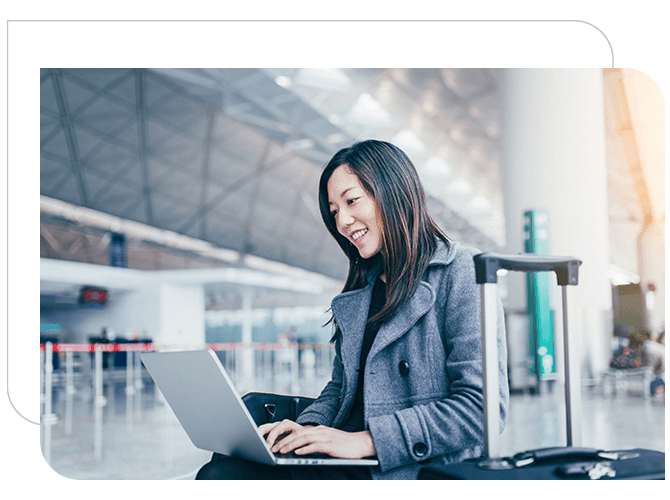 Women working while travelling