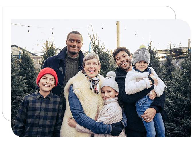 Family and Children group at tree farm