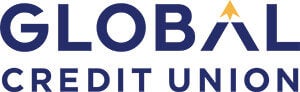 Global credit union letters in blue with white background