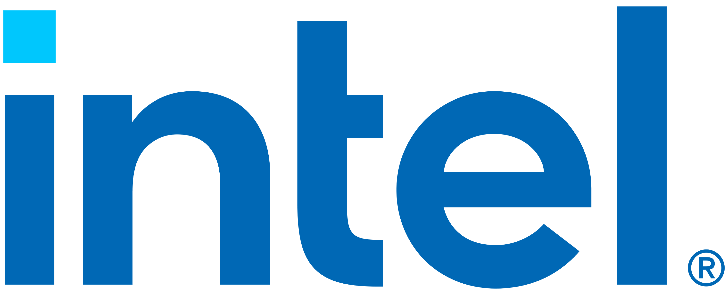 Logo Intel in blue colour letters