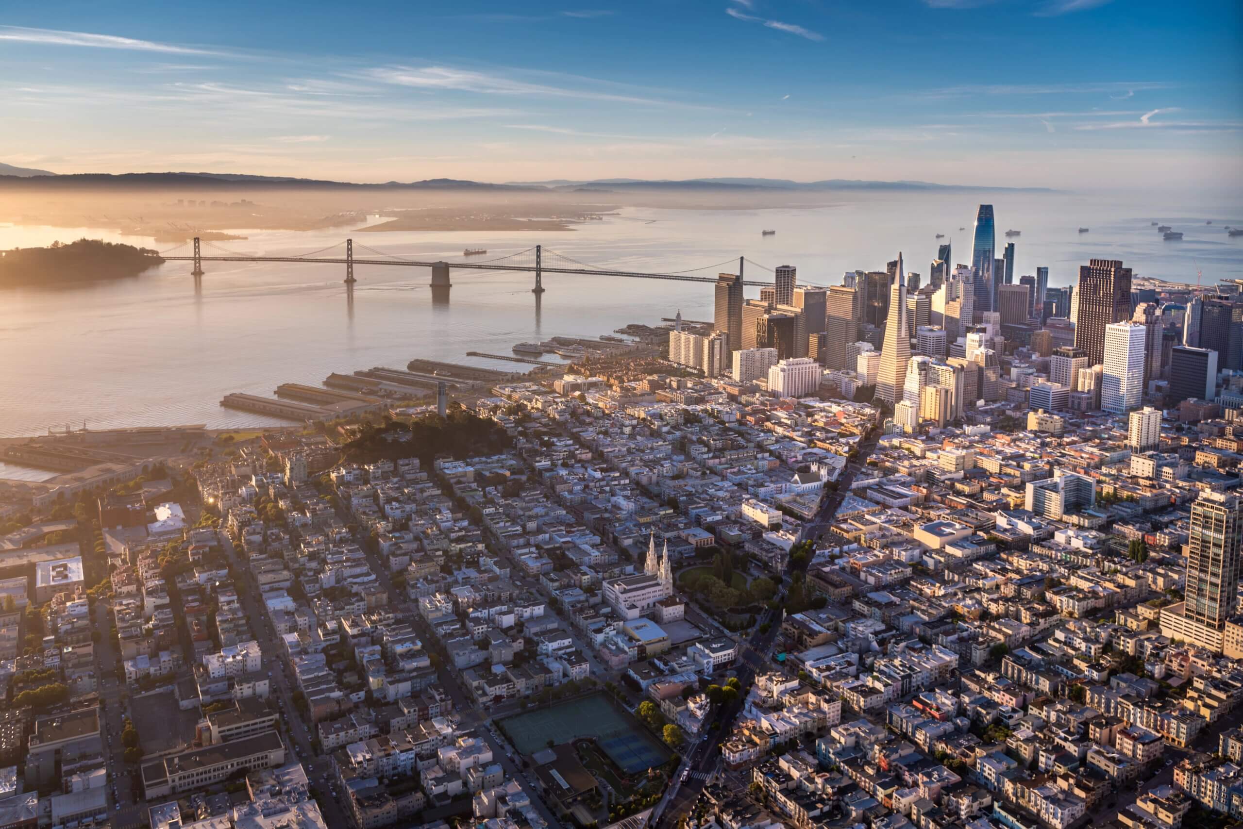 San Francisco arial view with bridge