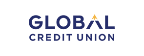 Global credit union letters in blue with white background