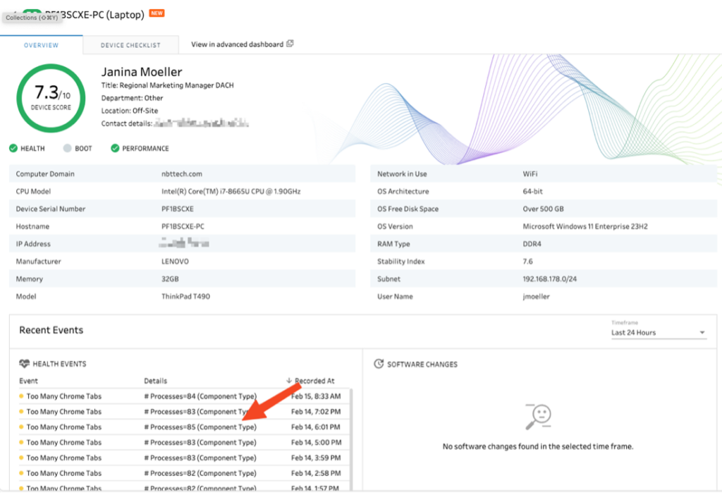 AIOps desktop dashboard