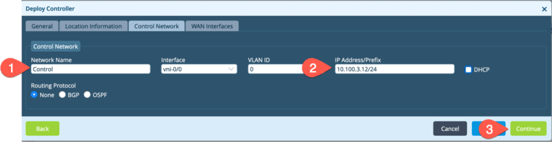 Controller Control Network Settings