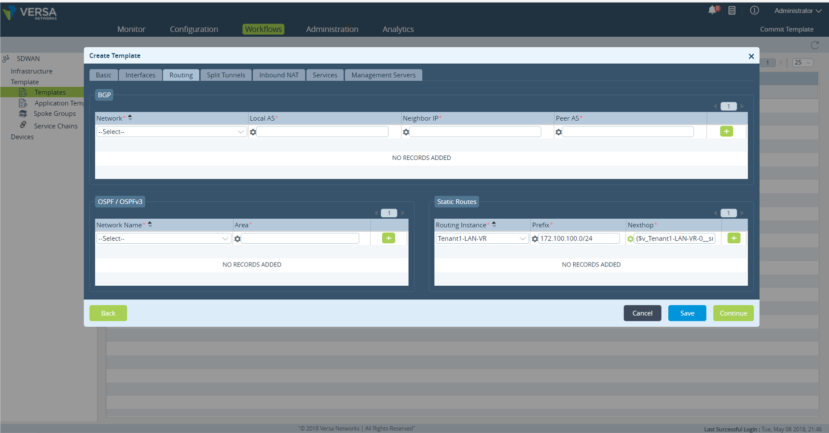 Configure BGP, OSPF and static routes