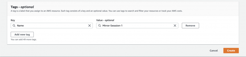 create aws vpc traffic mirror session tags